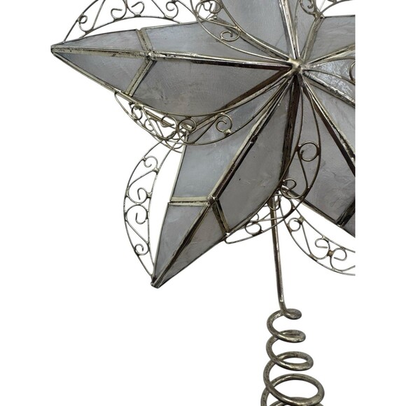 Vintage Capiz Shell Star Christmas Tree Topper Fast Shipping - Picture 3 of 16